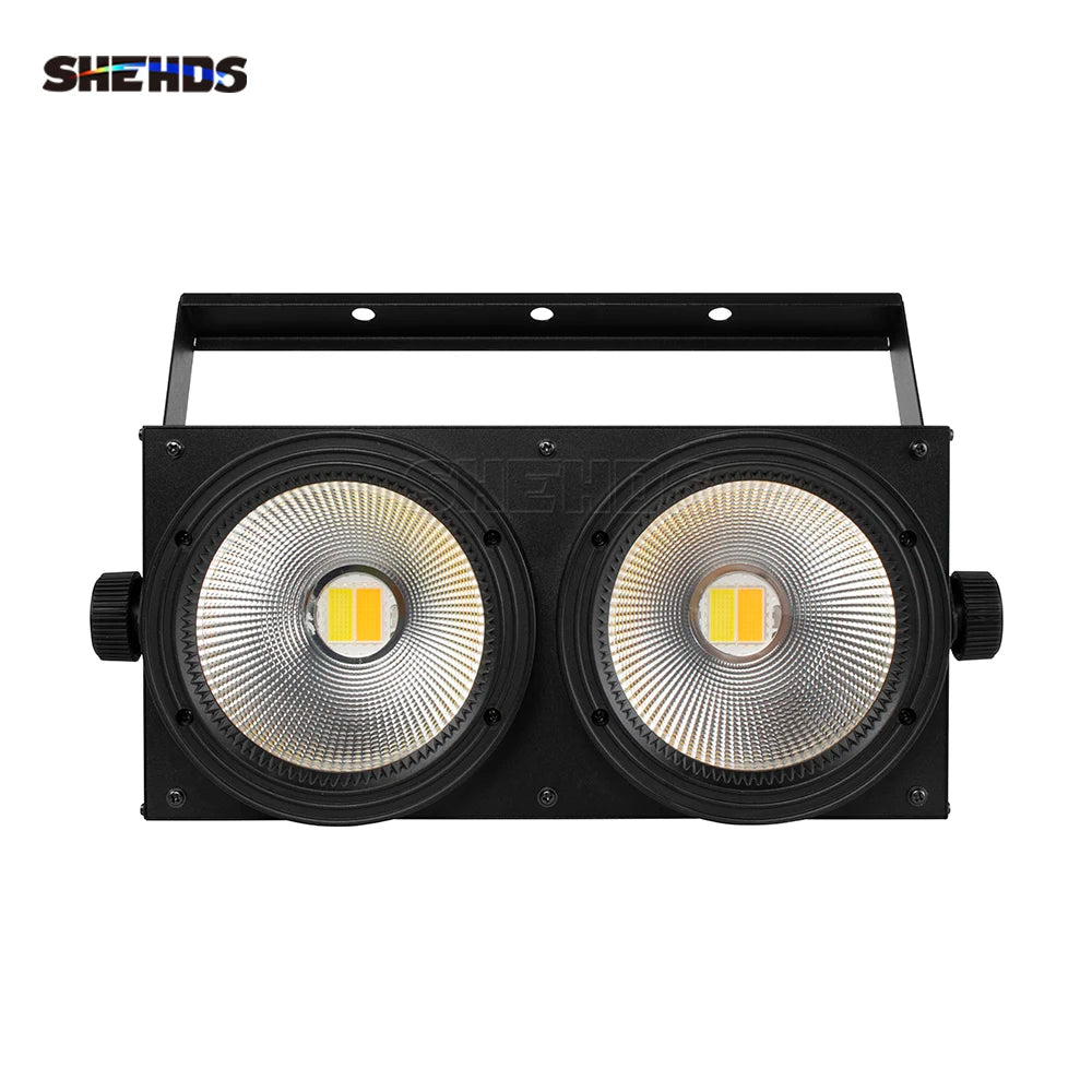 SHEHDS 1pcs LED 2IN1 COB 200W Cool Warm White Lighting 2 Eyes DMX512 for Stage Light Disco Party Christmas Audience Lights