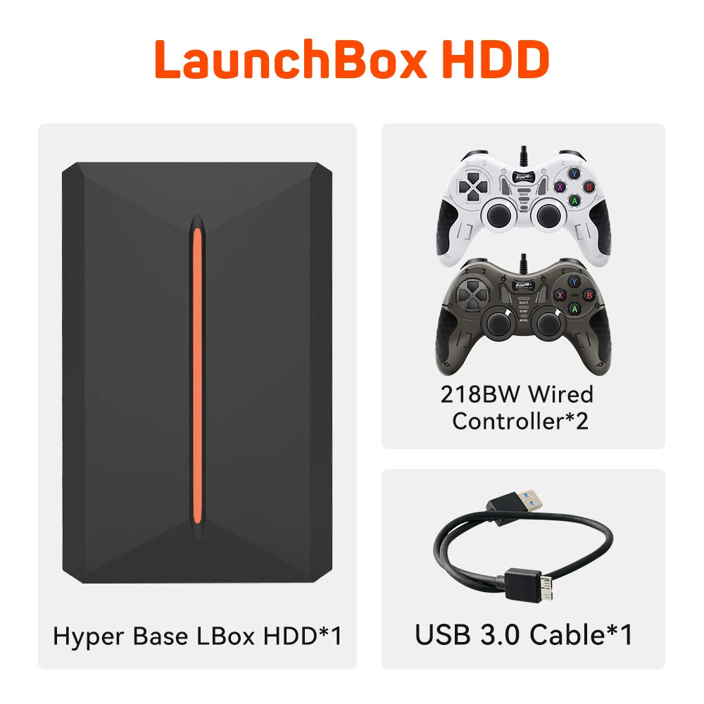 Launchbox Gaming Hard Drive Disk Retro Game Console for PS4/PS3/PS2/WiiU/Wii/N64/DC/PS1 for Win PC/Laptop With 3760+PC/3D Games