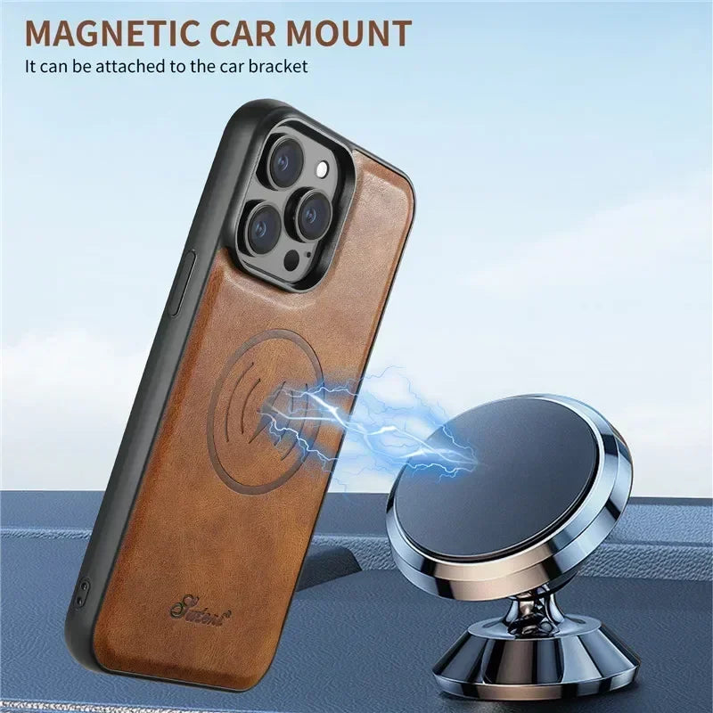 EUCAGR Magsafe Magnetic 2 In 1 Detachable Wallet Leather Case For iPhone 12 13 14 15 16E 16 Pro Max Plus Shockproof Holder Cover