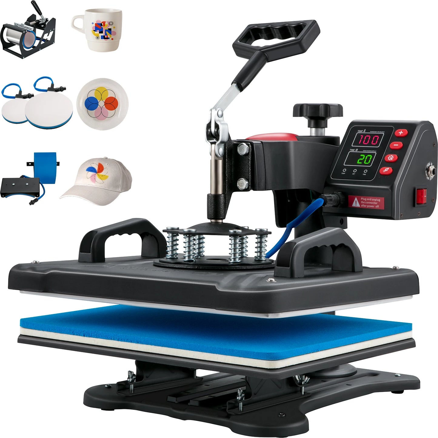 SucceBuy Heat Press 5in1 Heat Press Machine 12x15in Clamshell Sublimation Transfer Printer Digital Precise Temperature Control