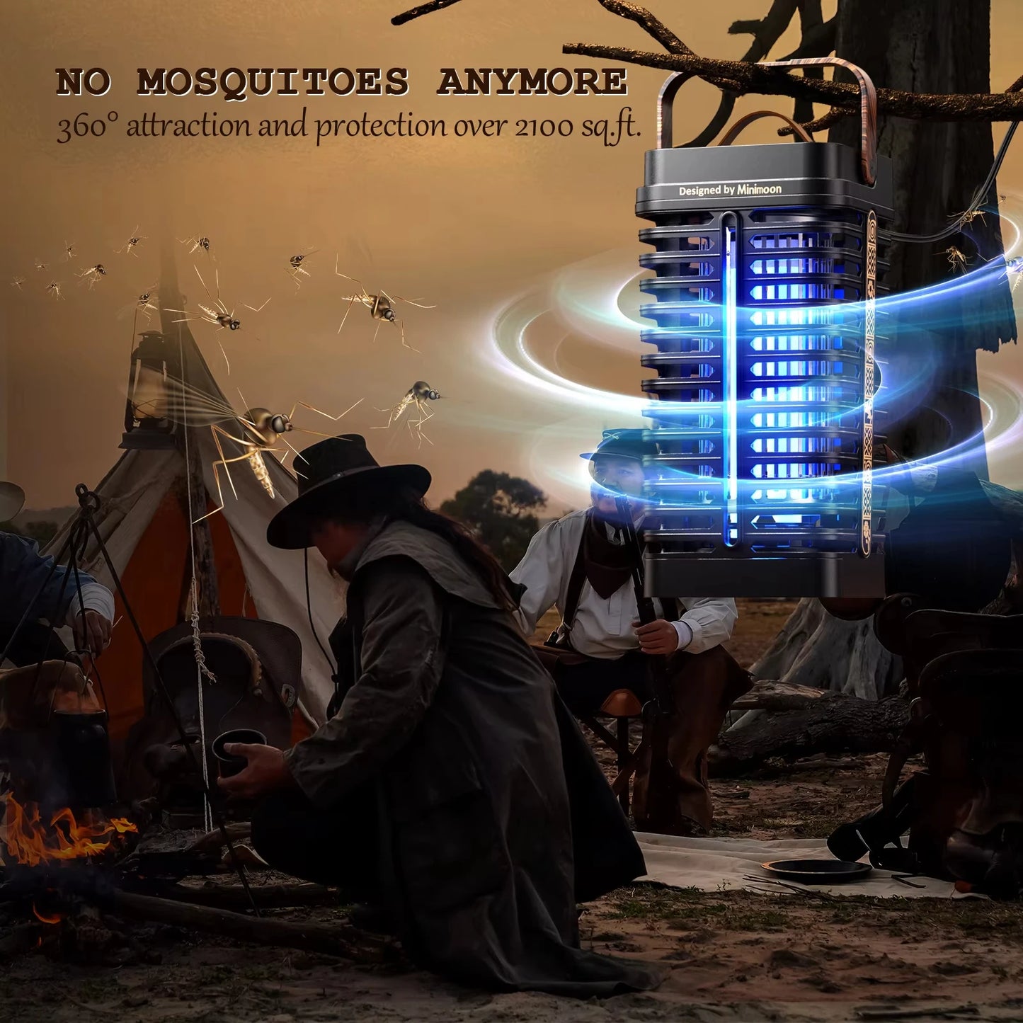 Minimoon Bug Zapper Outdoor 4200V High-Voltage Mosquito Zapper 15w Fly Zapper Fly Traps Mosquito Trap for Home Patio Courtyard