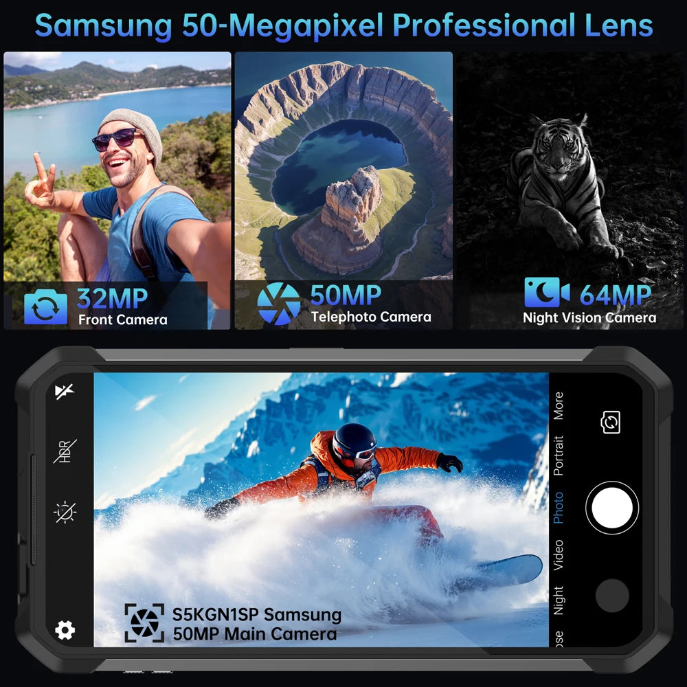 Unihertz Tank 4 pro 8849 Smartphone Android 14 with 720P Projector 5G AI Dimensity 8300 1TB ROM 3K AMOLED 11600mAh 120W Charger