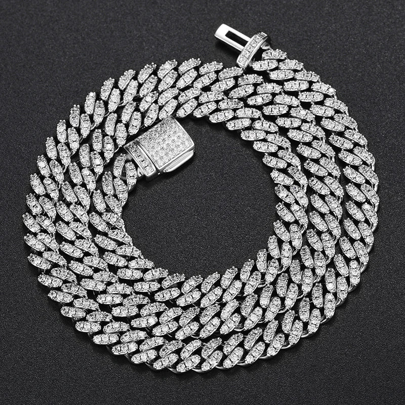 6mm-8mm High Quality Unisex Miami Moissanite Cuban Chain Necklace S925 Silver For Men Hip Hop Jewelry