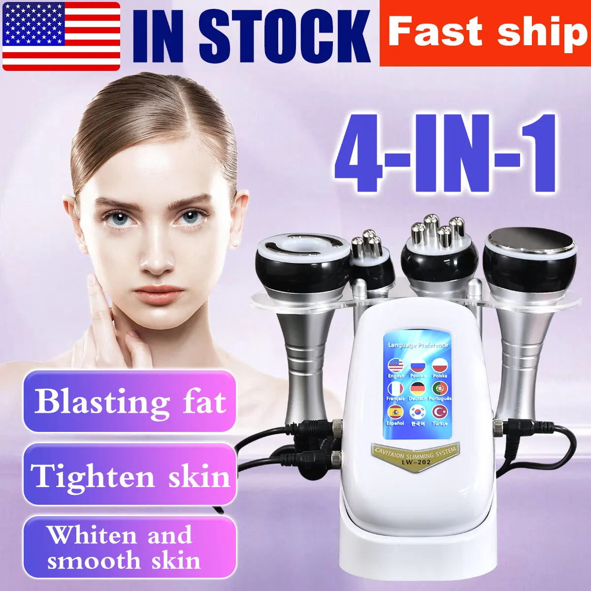40K 4 IN1 Cavitation Body Slimming Machine  beautiful equipment Facial Massager Skin Tighten Face Lifting Vacuum Suction