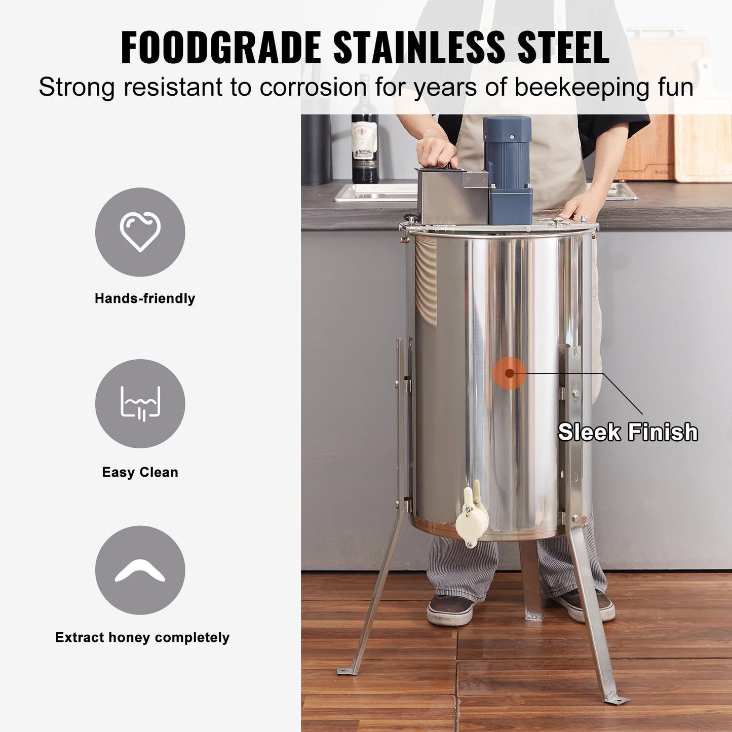 VEVOR Honey Extractor 2 3 4 Frame Manual Electric Stainless Steel Honeycomb Spinner Crank Honey Centrifuge Beekeeping Equipment