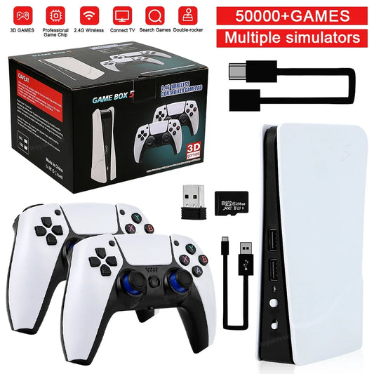 GB5 Video Game Console 256G 50000+ Retro Games HDTV Game Box 5 with Two Gamepads 45 Emulators For PS1/PSP/NDS/N64 Gaming Stick