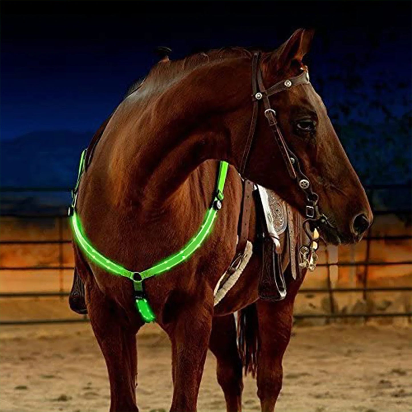 USB Rechargable Horse Breastplate Harness Nylon Night Three Charging Wires Riding Equipment Outdoor Visible At Night