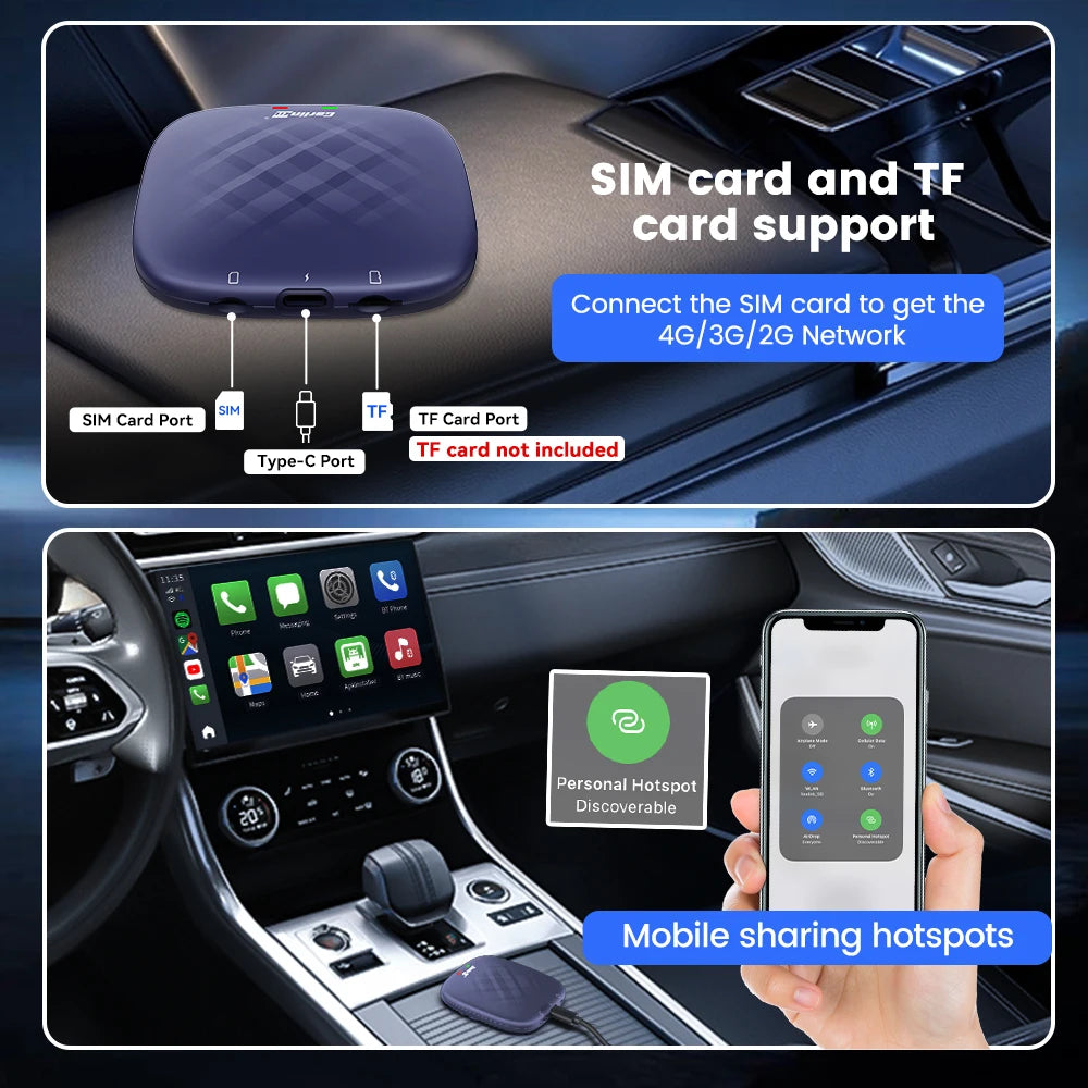 2025 CarlinKit 3 In 1 Android 13 Mini CarPlay Ai Box Android Auto Wireless CarPlay Box QCM6125 6225 8-Core For Wired AA CP Cars