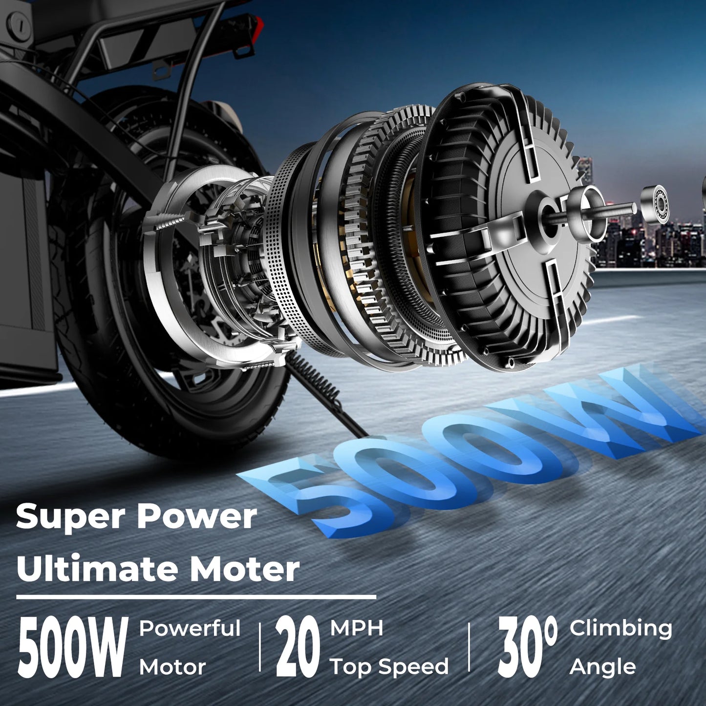 LELEKUAI 500W Adult Folding Electric Bike Removable Battery