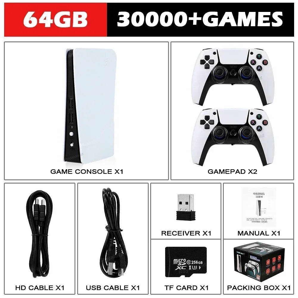 GB5 Video Game Console 256G 50000+ Retro Games HDTV Game Box 5 with Two Gamepads 45 Emulators For PS1/PSP/NDS/N64 Gaming Stick