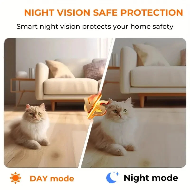 Indoor Wireless Security Camera (Mini) – Night Vision, Motion Detection, 2.4GHz WiFi, Pet/Vehicle Monitoring, Easy USB Setup