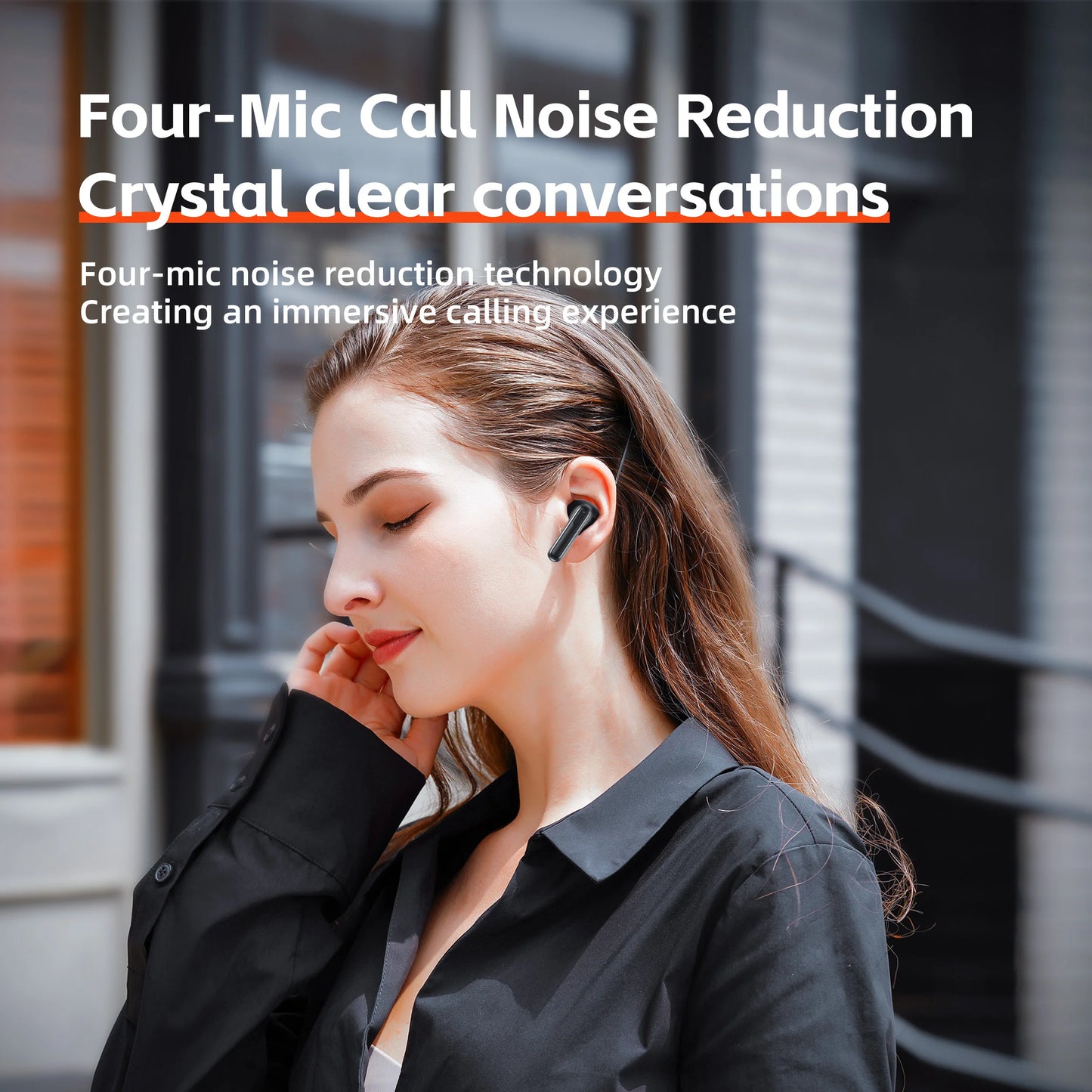 QERE-E60 Wireless Headphones, TWS Bluetooth 5.3,HD Microphone,HIFI Earphones,13mm Driver,Touch control,With displ, ANC Call, New