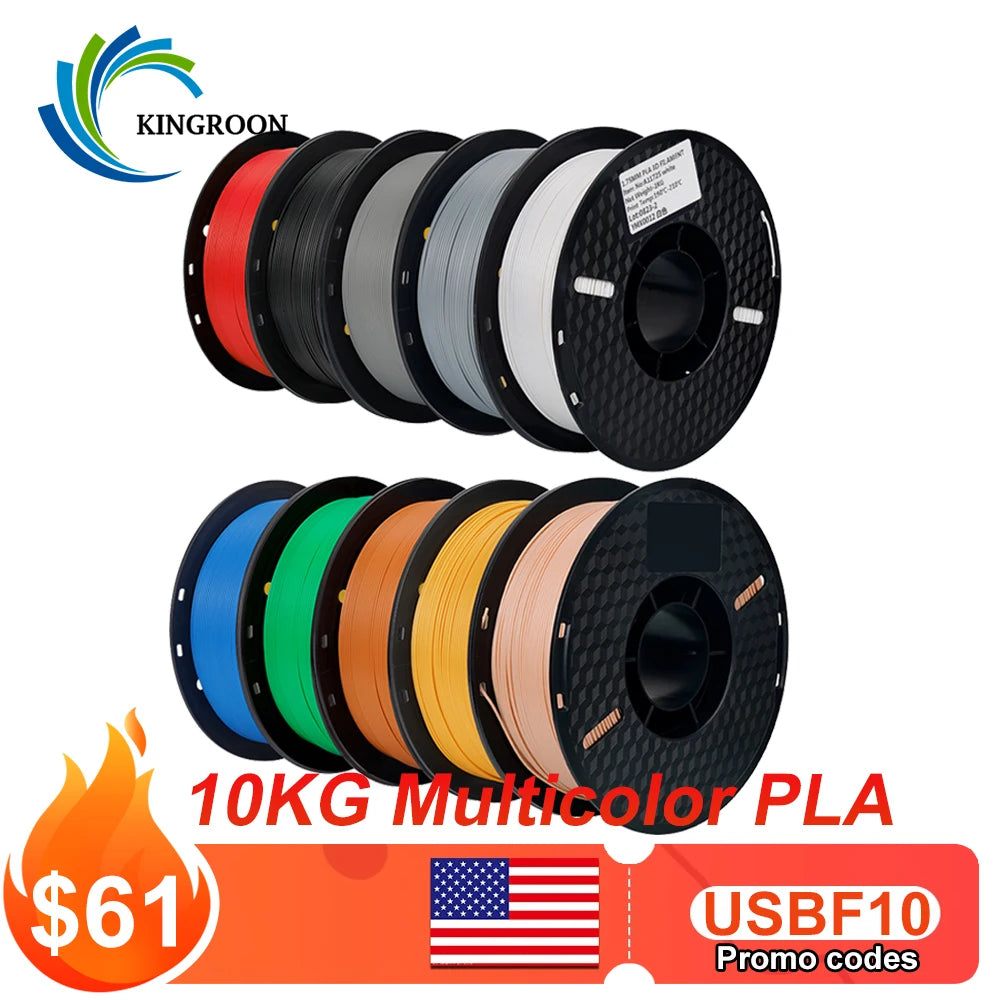 10KG/22LBS Multicolor PLA filament 1KG/Roll 1.75mm For 3D Printer Material for 3D Printing 3D Printer Filament Free Shipping