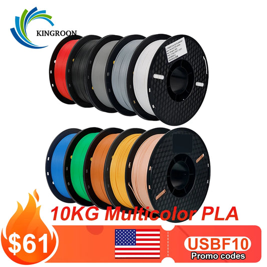 10KG/22LBS Multicolor PLA filament 1KG/Roll 1.75mm For 3D Printer Material for 3D Printing 3D Printer Filament Free Shipping