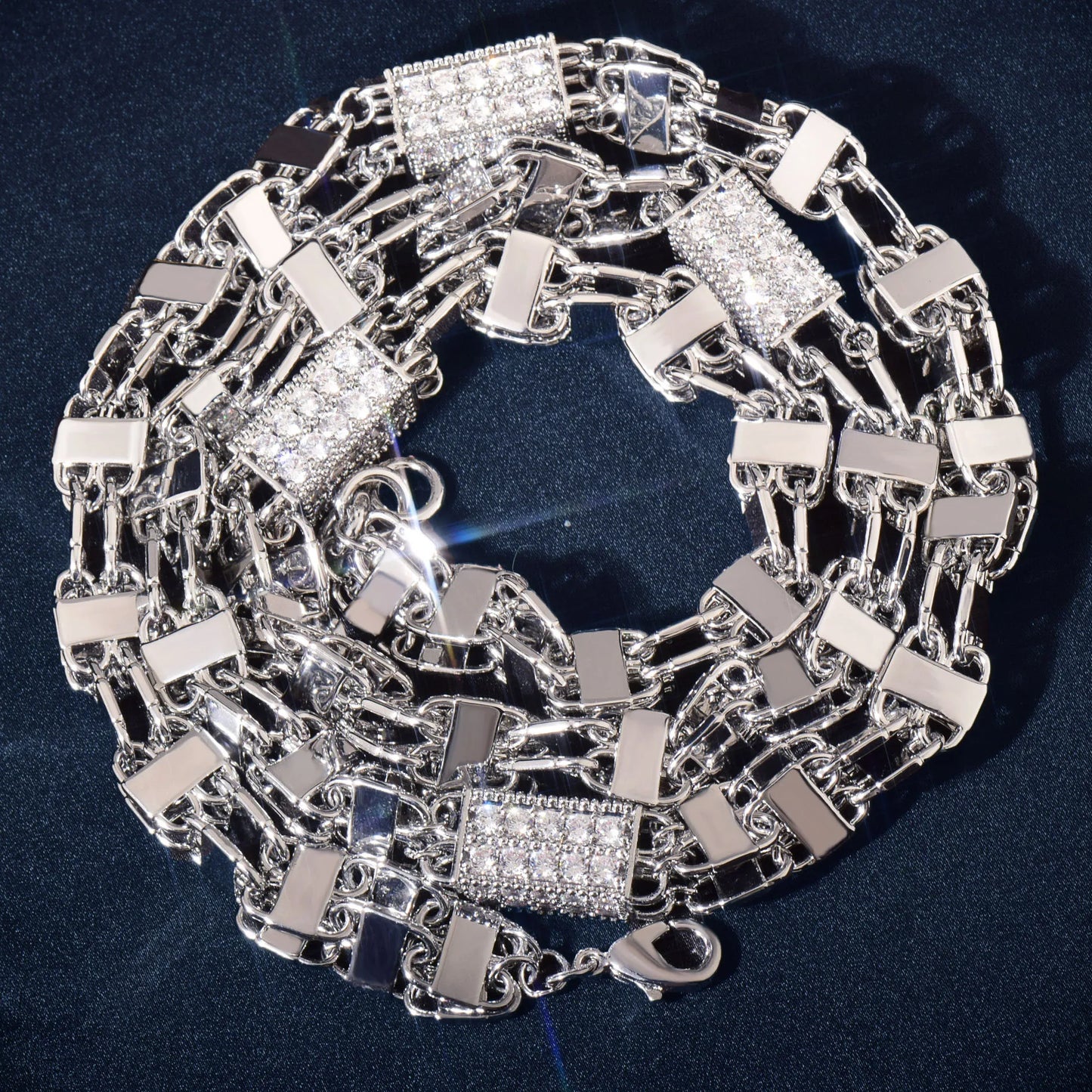 CUC Iced Out Block Chain Men Hip Hop Choker Necklace Iced Out Micro Pave Cubic Zirconia Gold Color Link Fashion Jewelry 2023 New