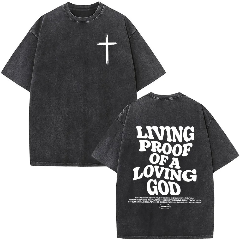 Christian Jesus Faith Over Fear Bible Verse Washed T-shirts Men Women Fashion Vintage Oversized T Shirts Harajuku Cotton T-shirt