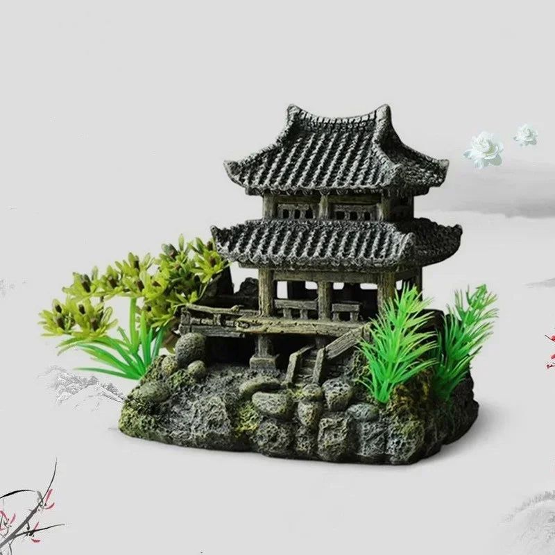 Simulation Decoration Fish Tank Ornament Ornament Resin Aquarium Ornament Fish Tank Landscape House Model Aquarium Ornament