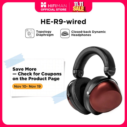 HIFIMAN HE-R9 Dynamic Closed-Back Over-Ear Headphones with Topology Diaphragm-Wired Version