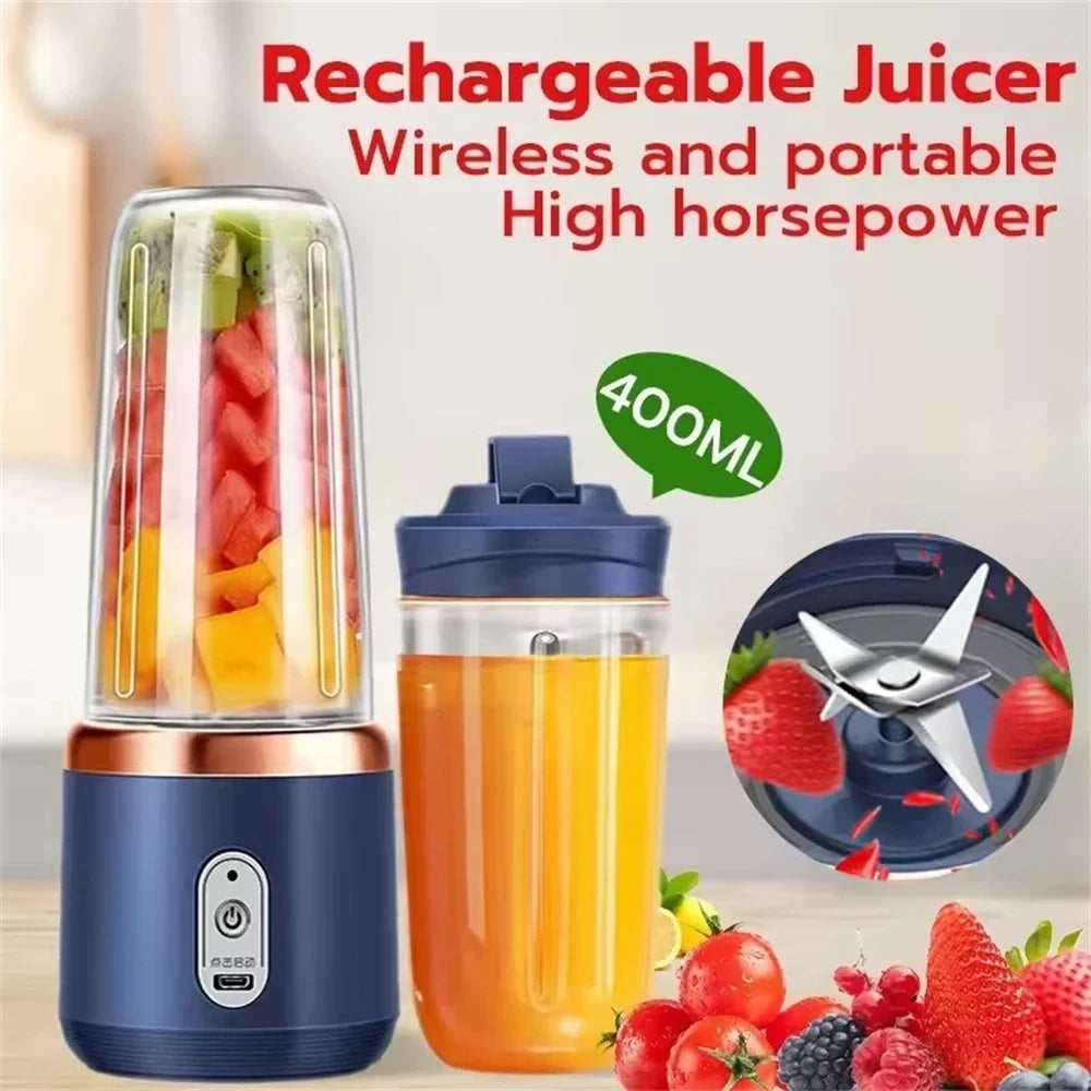 Portable Blender Bottle Electric 6 Blades Multifunction Juice Blender Fresh Juice Smoothie Blender Ice CrushCup Food Processor