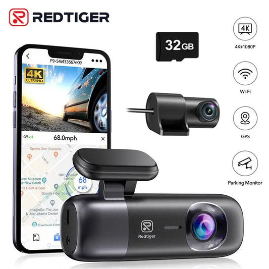 REDTIGER Dash Cam 4K Front and Rear WiFi GPS Car Camera with Parking Mode