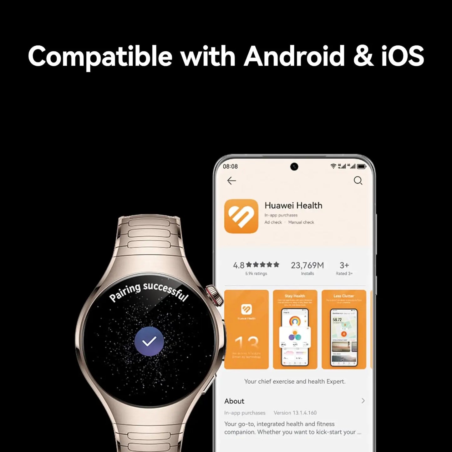 HUAWEI WATCH 5, 46mm Smartwatch, Multi-sensing X-TAP, Health MOT, Real-Time Fingertip Blood Oxygen, up to 11 Days Battery Life,