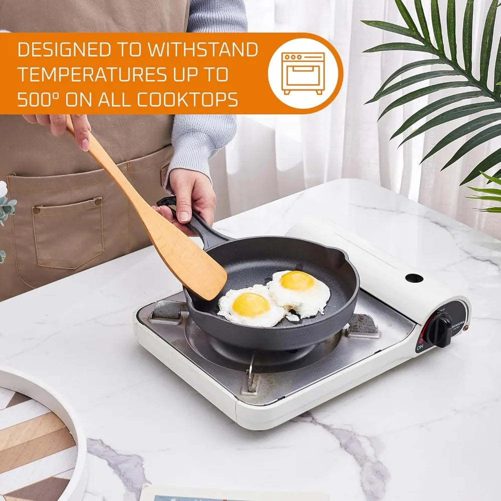 Pan Cooking Set - Cast iron skillet and square baking pan with lid - Outdoor camping cookware