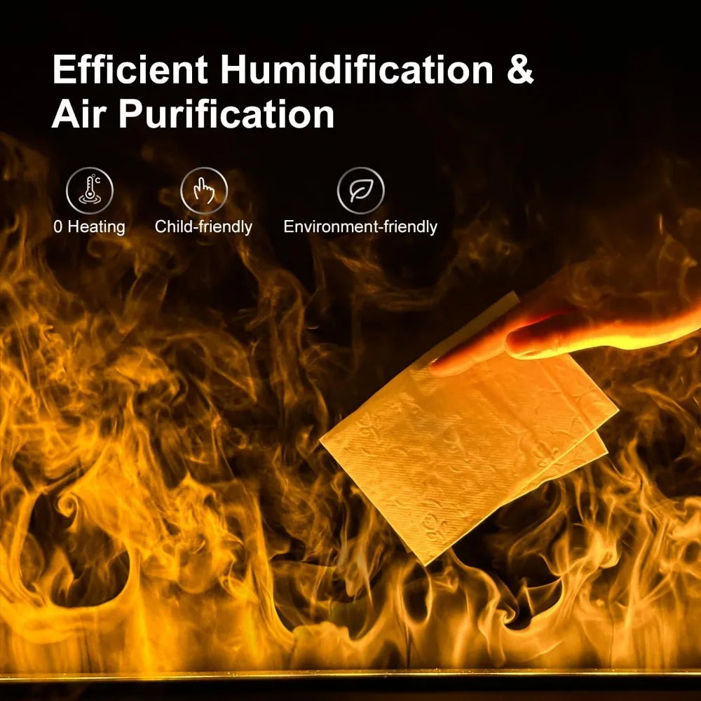 Electric Fireplace 3D Water Vapor Fireplace, Humidifier Realistic Flame Atomized Recessed Steam Fireplace Automatic Water Inlet/