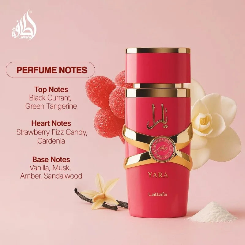 Lattafa Yara Candy Eau de Parfum Spray for Women 100ml Original Arab Perfumes Lasting Floral Fruity Fragrance Pheromone Perfume
