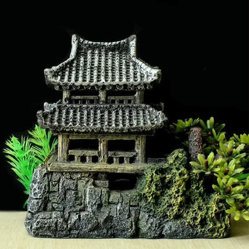 Simulation Decoration Fish Tank Ornament Ornament Resin Aquarium Ornament Fish Tank Landscape House Model Aquarium Ornament