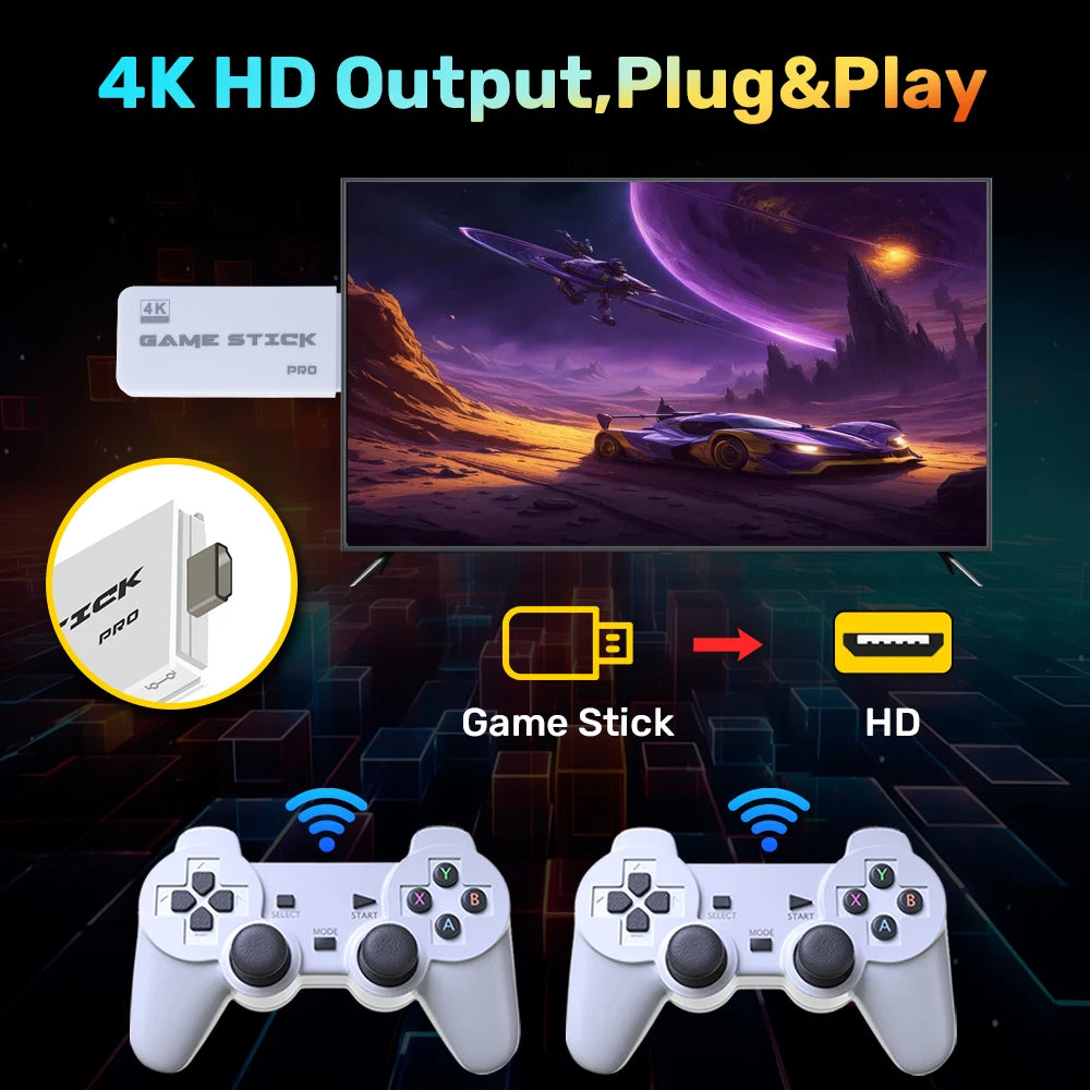 M15 Game Stick Mini TV Handheld Game Console 64G 30000+Retro Game HD Output for PS1/ARCADE/SNES/MAME/NEO GEO Wireless Controller