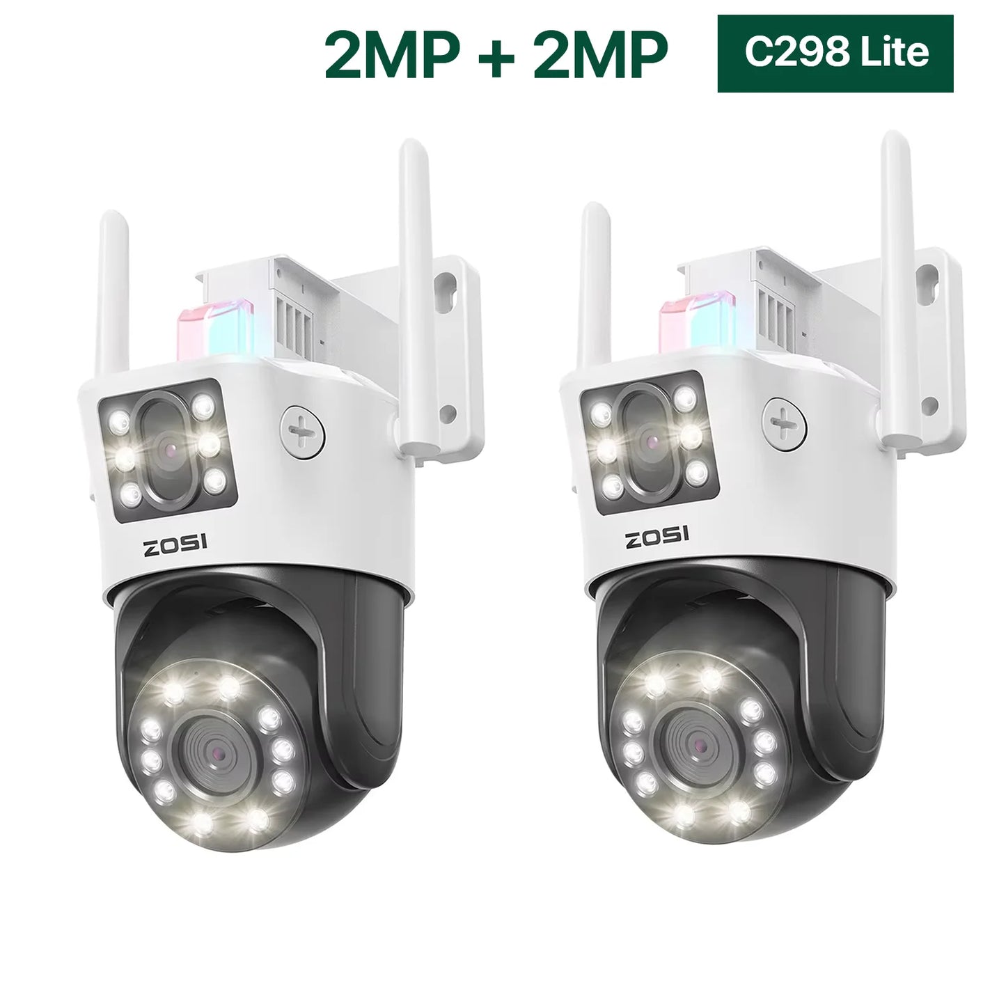 ZOSI C298 Max 4K 8MP Dual-Lens(2x4MP) Wired WiFi PTZ Security Camera Outdoor with Wide Angle 8X Hybrid Zoom 360 Surveillane Cam