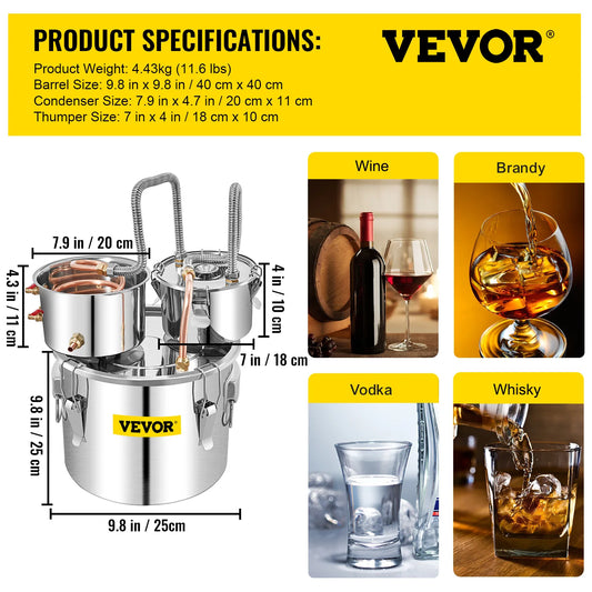 Succebuy 12/30L Alcohol Brewing Distiller DIY Moonshine Apparatus Stainless Steel Still Whisky Beer Brandy Home Appliance