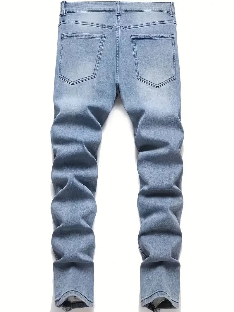 Men's Slim Fit Ripped Jeans Casual Street Style Denim