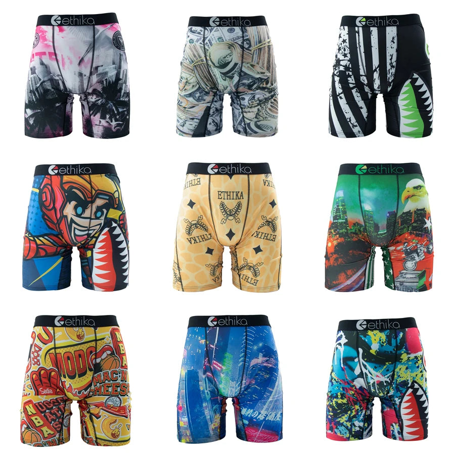 ETHIKA Men Underwear Boxers 1Pcs Sexy Breathable Mesh Crotch Man Swimming Underpants Plus Size Mens Panties Men's Boxers Briefs