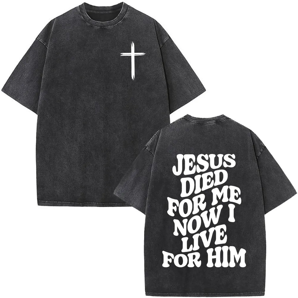 Christian Jesus Faith Over Fear Bible Verse Washed T-shirts Men Women Fashion Vintage Oversized T Shirts Harajuku Cotton T-shirt