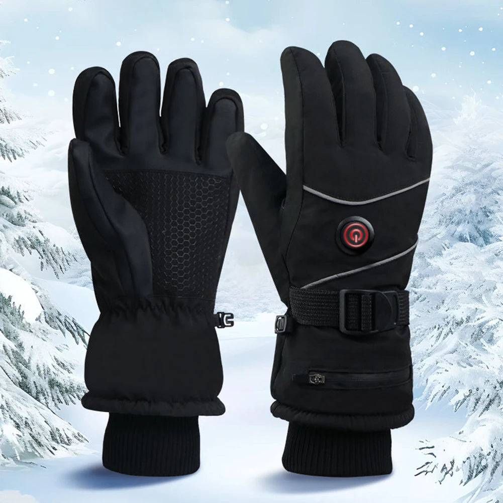 Heated Gloves Touch Screen Heating Thermal Gloves 3 Heat Levels DC Rechargeable Winter Waterproof Windproof Ski Gloves