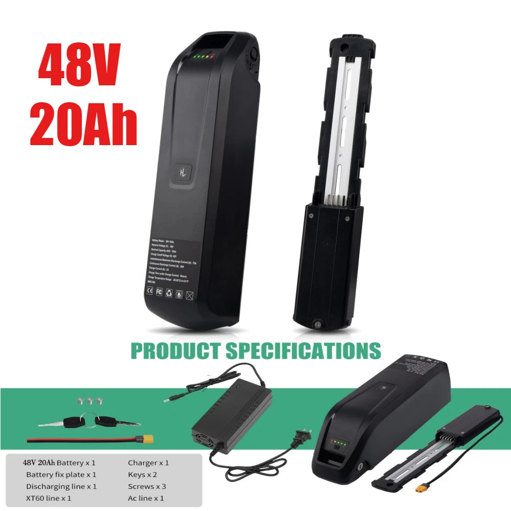 New Hailong EBike Battery 36V 48V 10Ah 15Ah 20Ah Mountain Bicycle 18650 Electric Bateria Pack for Bafang 1500W 1000W 750W 500W