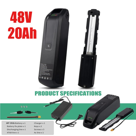 New Hailong EBike Battery 36V 48V 10Ah 15Ah 20Ah Mountain Bicycle 18650 Electric Bateria Pack for Bafang 1500W 1000W 750W 500W