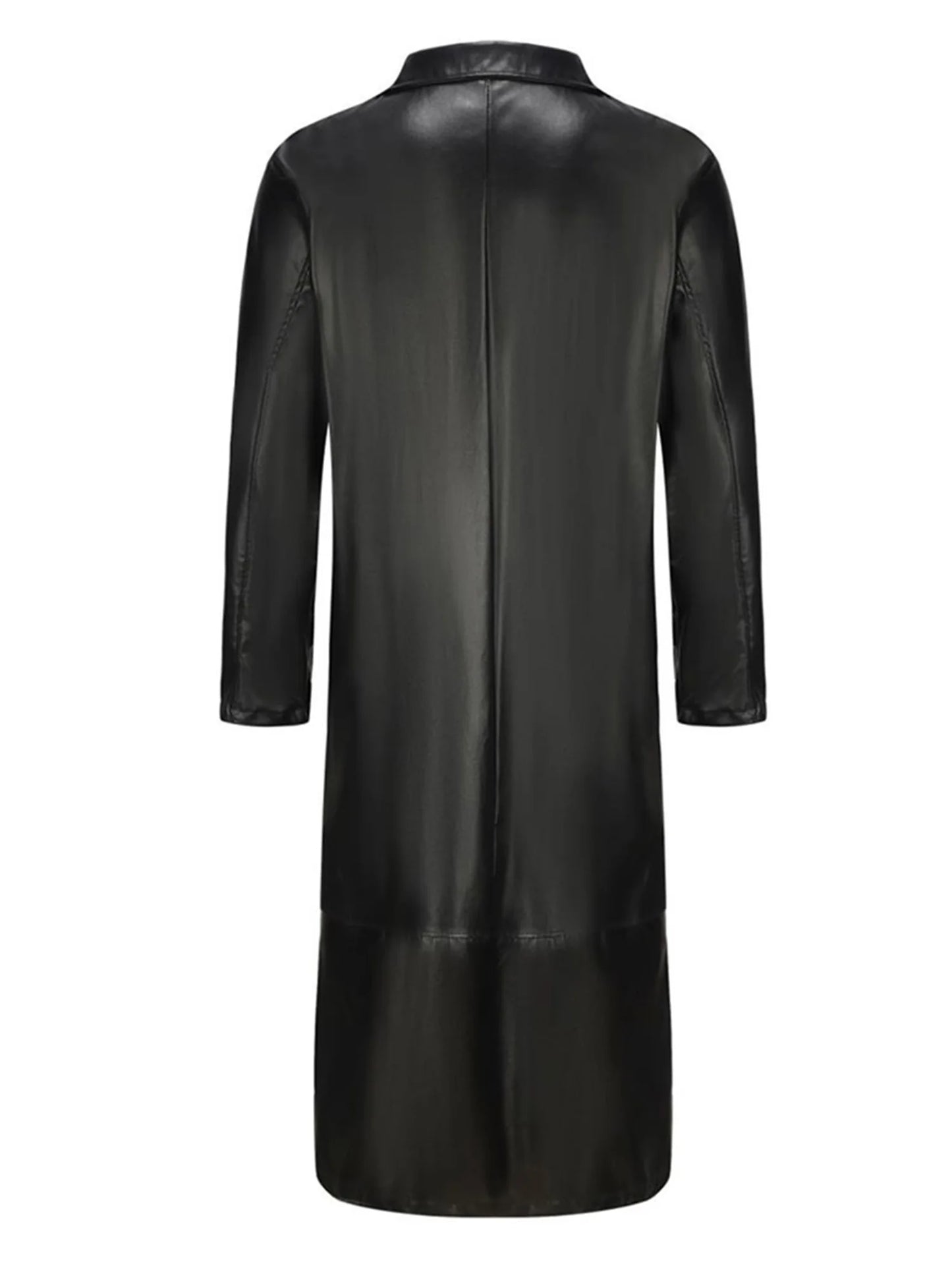 Men s Faux Leather Jacket Classic Lapel Collar Long Sleeve Button Closure Windproof Coat for Fall Winter Wardrobe