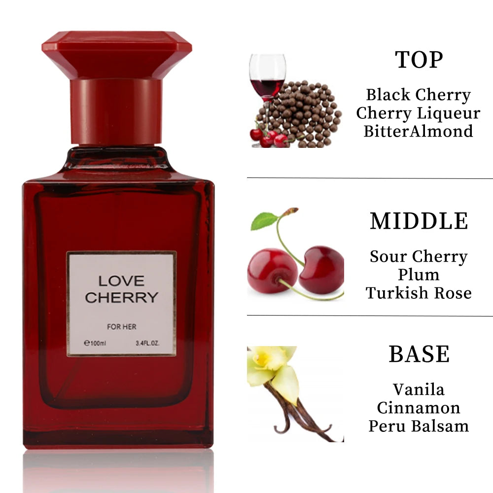 3.4 Oz Men's Eau De Toilette Spray - Men's Amber Spicy Perfume - With Black Cherry, Cherry Liqueur And Bitter Almond - Medium Pe