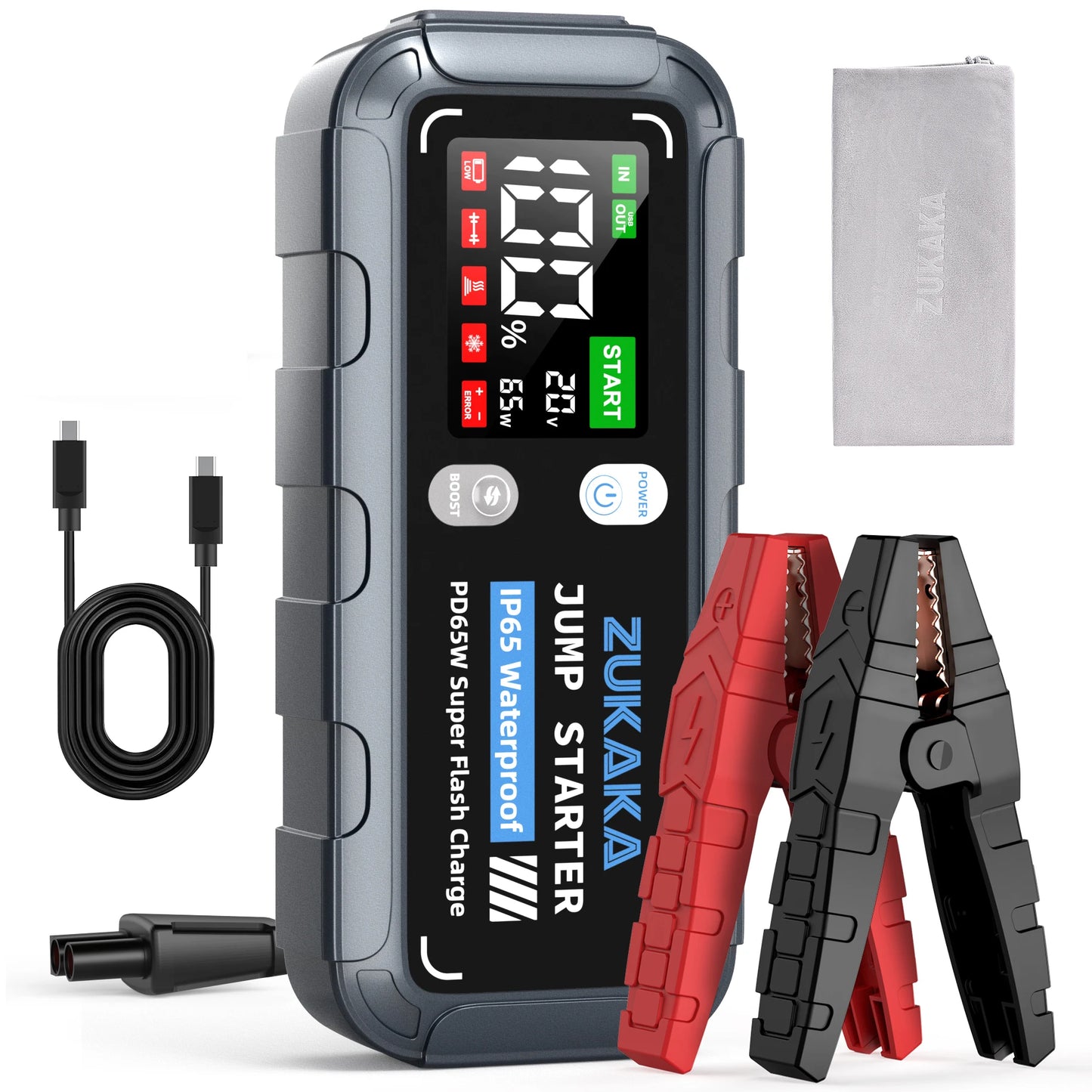 ZUKAKA 26800mAh Jump Starter With Air Compressor And Booster