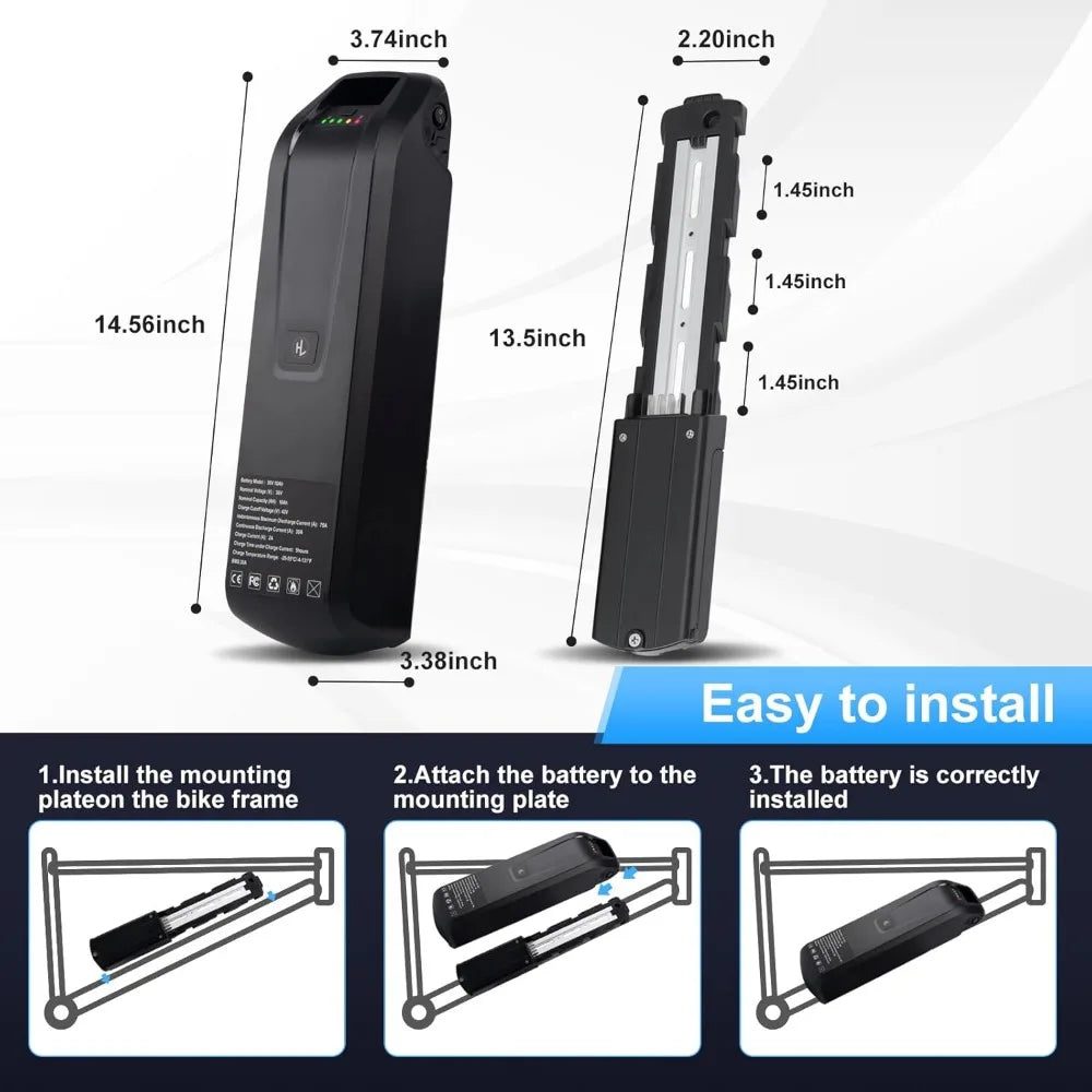 36V 48V 52V Hailong Ebike Battery with Charger Full Capacity 10Ah 15Ah 20Ah Powerful 18650 Lithium Battery Pack Free Shipping