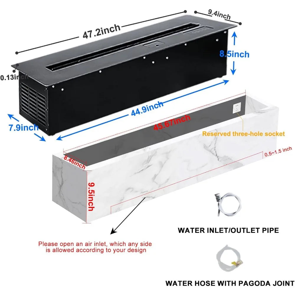 Electric Fireplace 3D Water Vapor Fireplace, Humidifier Realistic Flame Atomized Recessed Steam Fireplace Automatic Water Inlet/