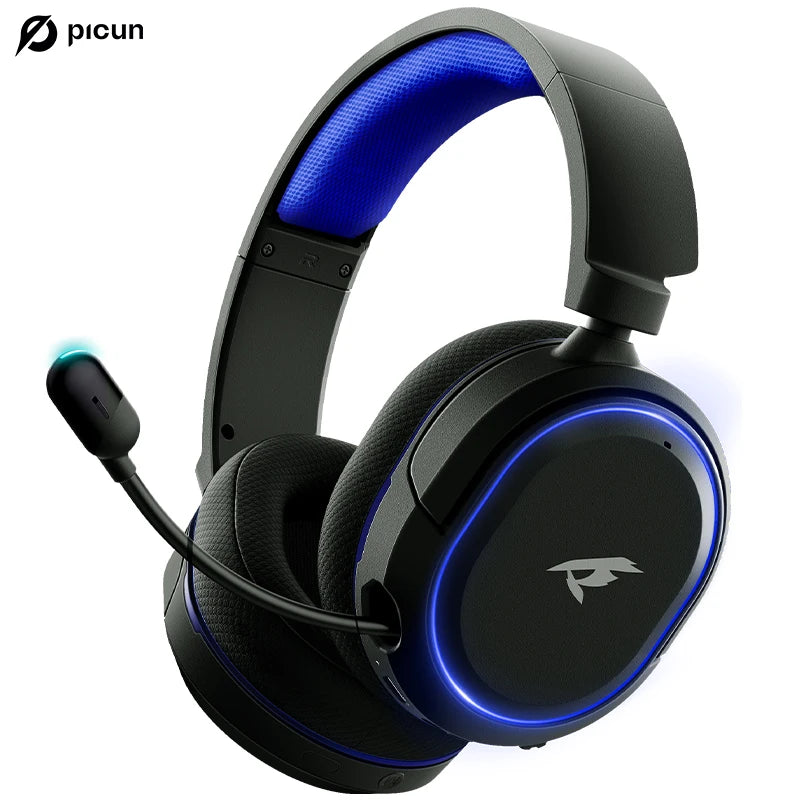 Picun G2 2.4G Wireless Gaming Headset Bluetooth Headphones 5ms Low Latency 7.1 Surround ENC Mic For PC PS4 PS5 Phone Switch