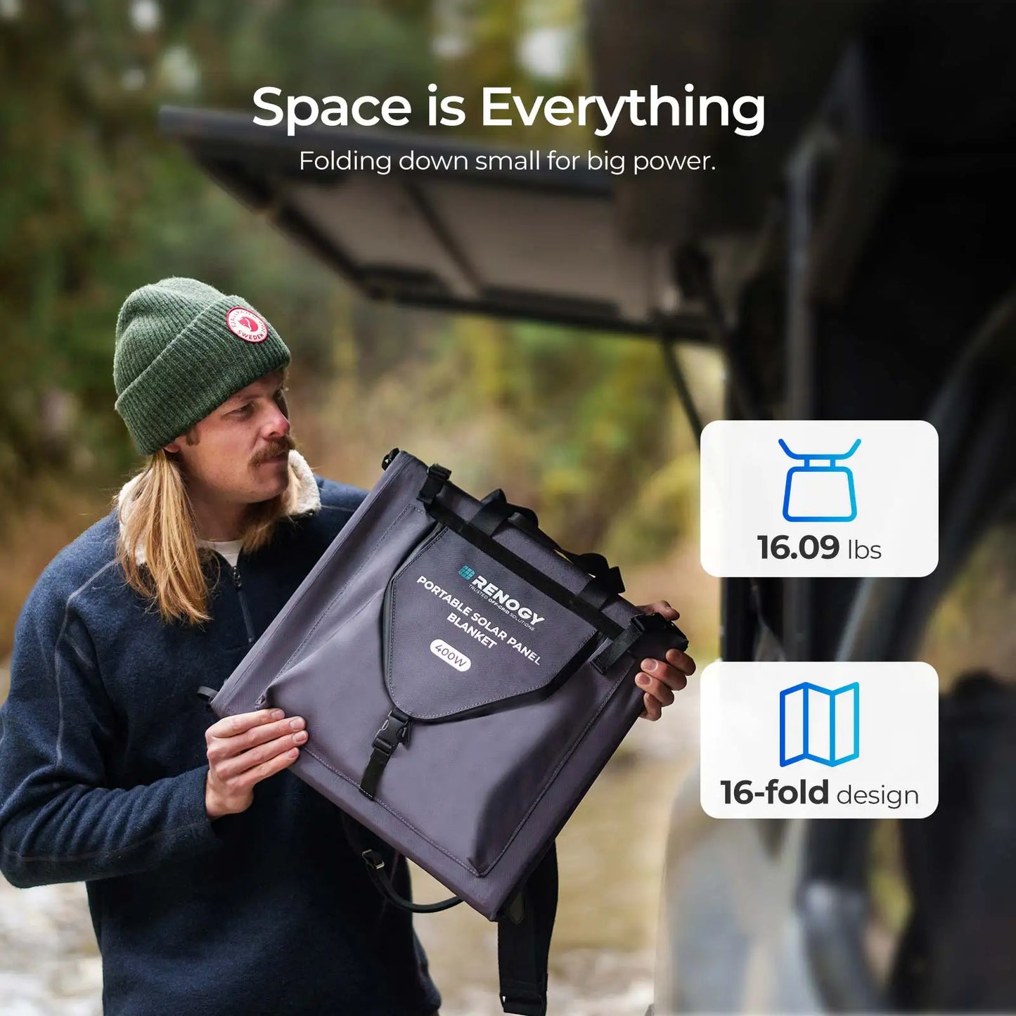 Renogy N-Type 400Watt Portable Solar Blanket Foldable Solar Panel, 25% High Efficiency, Lightweight Solar Generator