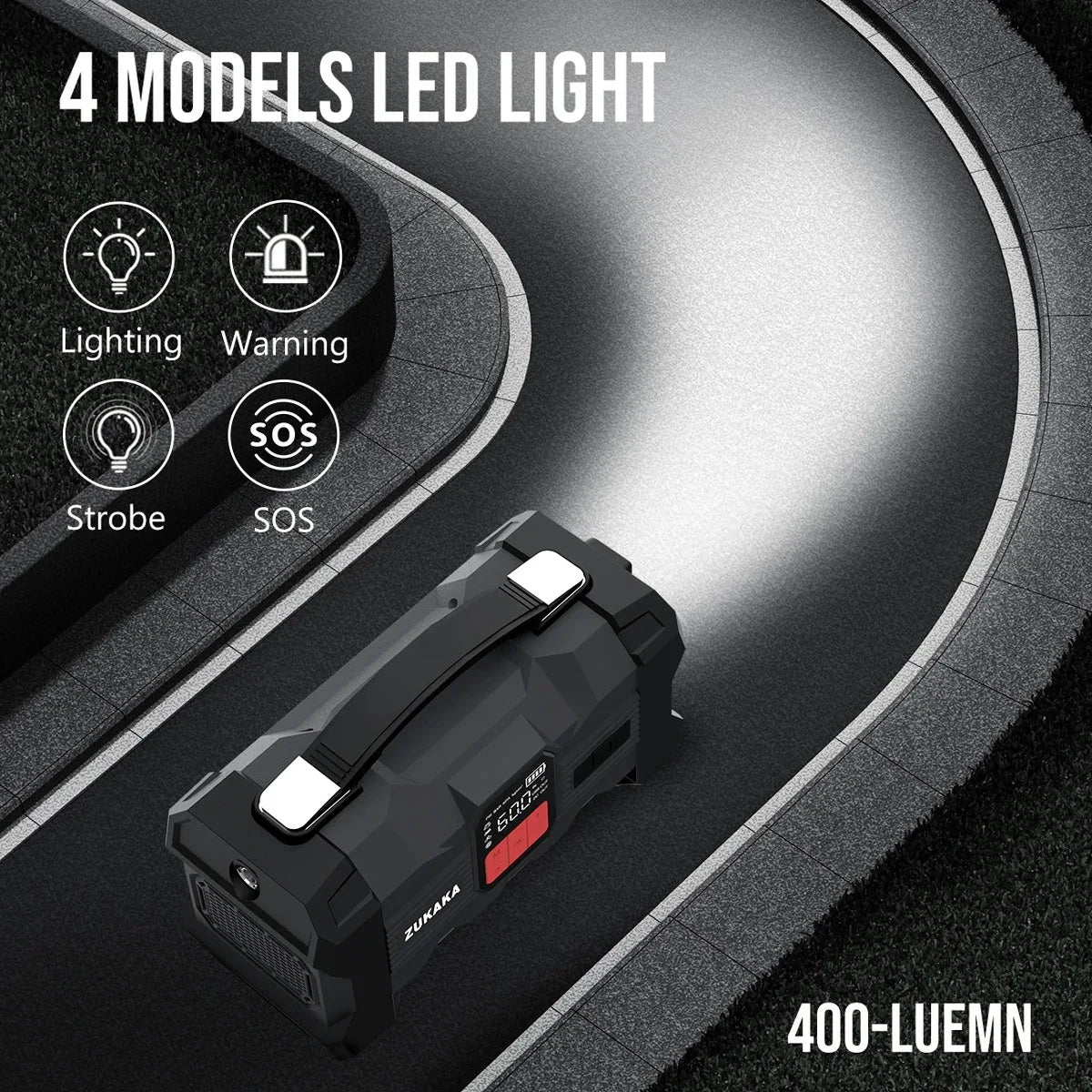 ZUKAKA 26800mAh Jump Starter With Air Compressor And Booster