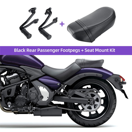 Motorcycle Rear Passenger Seat Pad Custom Foot Pegs Pedal Mount for Kawasaki Vulcan S 650 VN650 2015-2025