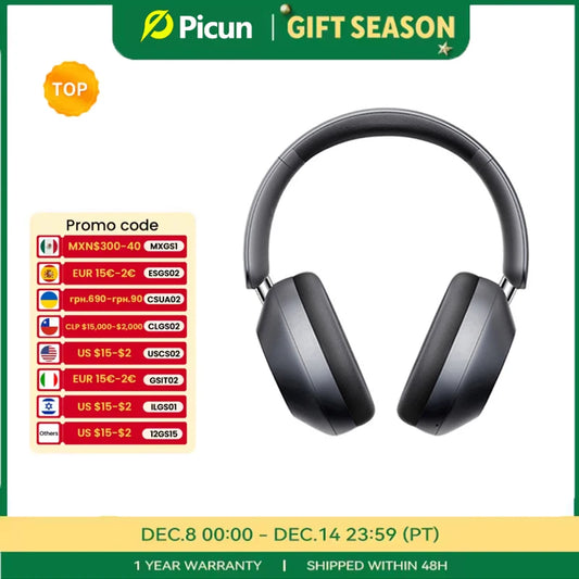 Picun F6 Active Noise Cancelling Wireless Headphones Head Tracking 3D Audio 40mm Hi-Res ANC Bluetooth Headset HIFI APP Control