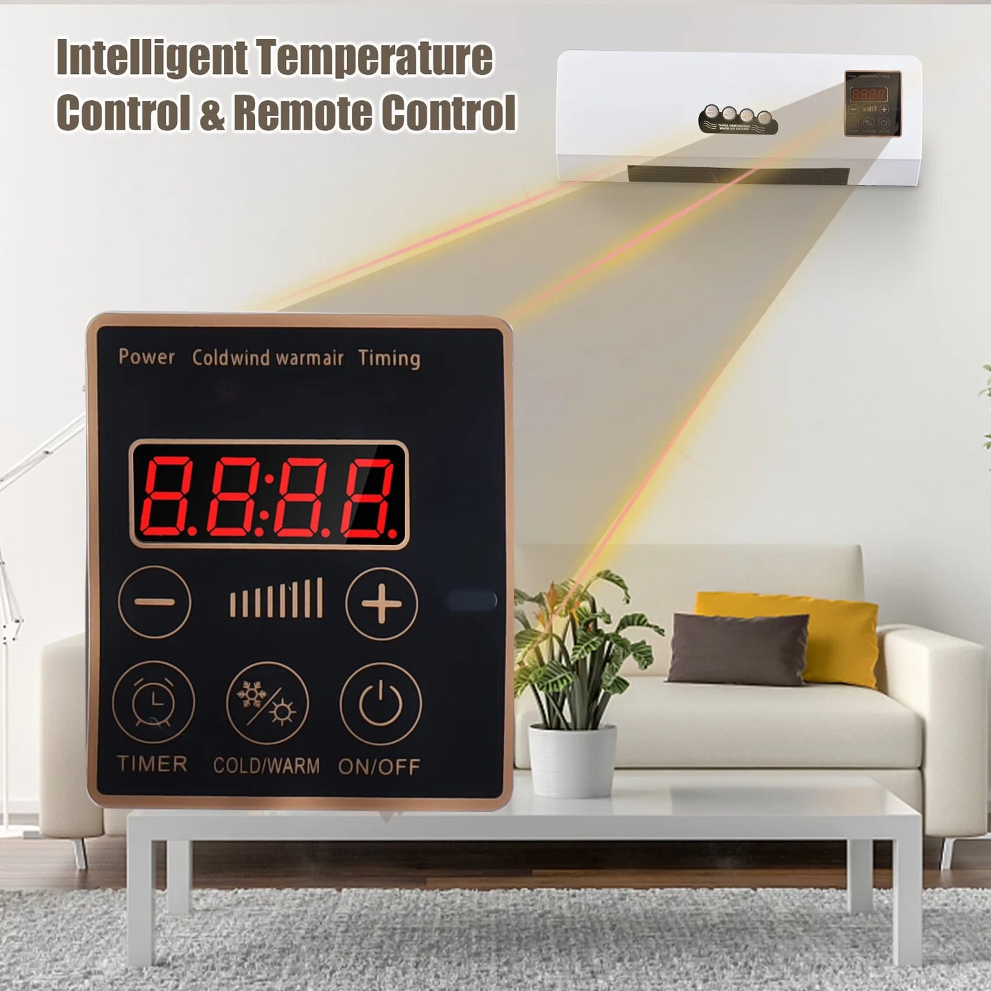 2-in-1 Cooling Heating Fan Timing Heater and Fan Combo Dual Use Wall Mounted Electric Fan and Space Heater with Remote Control