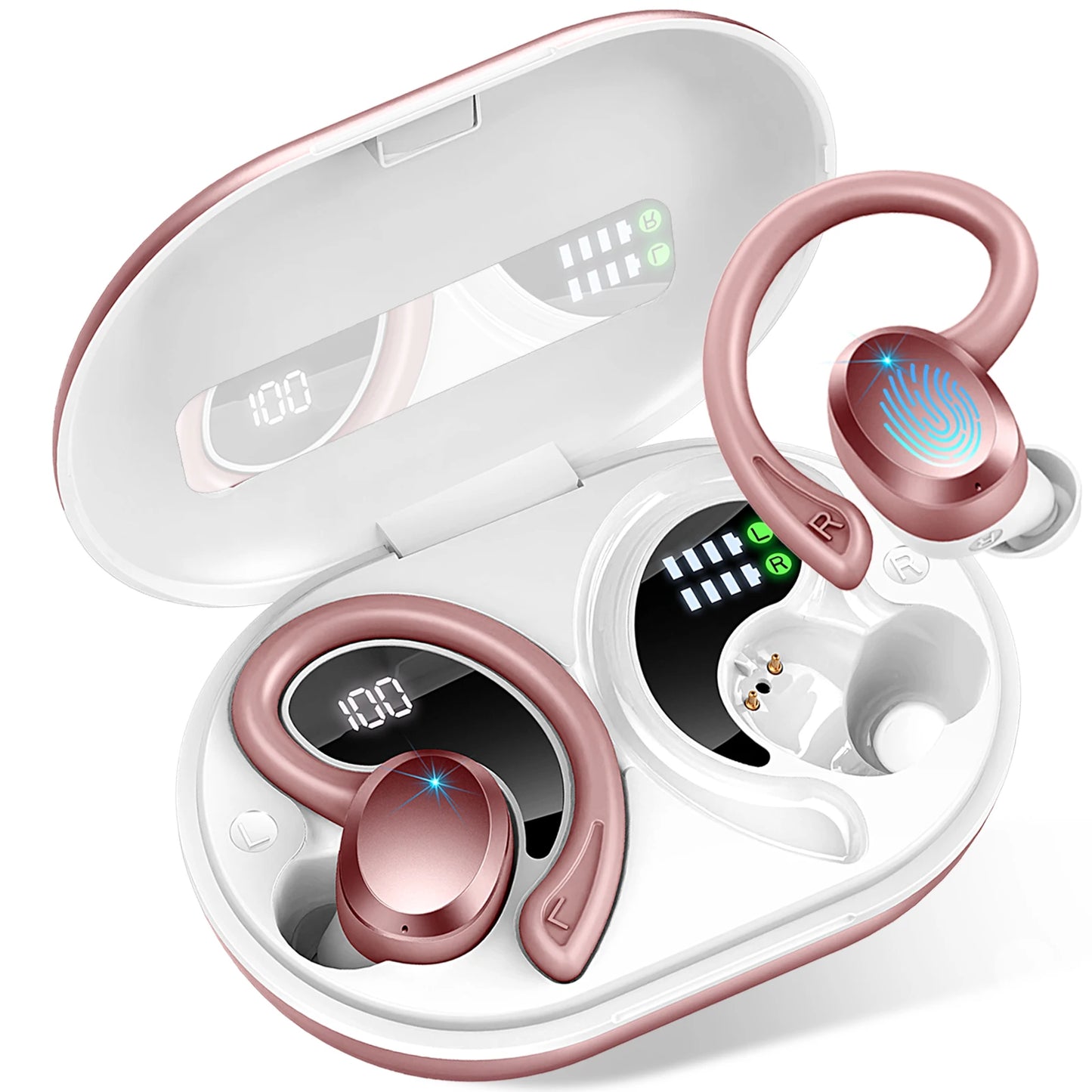 Wireless Earbuds, Bluetooth 5.3 Earbuds Stereo Bass, in-Ear Noise Cancelling Mic, Earphones IP7 Waterproof Sports, 40H Playback.